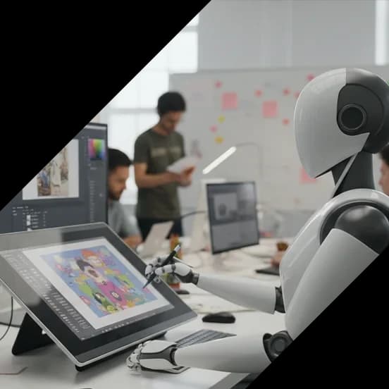 AI designer creating marketing visuals