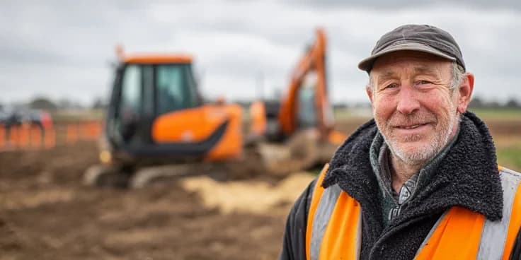 Digger driver on a construction site
