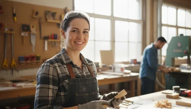Carpenter at work on a building project