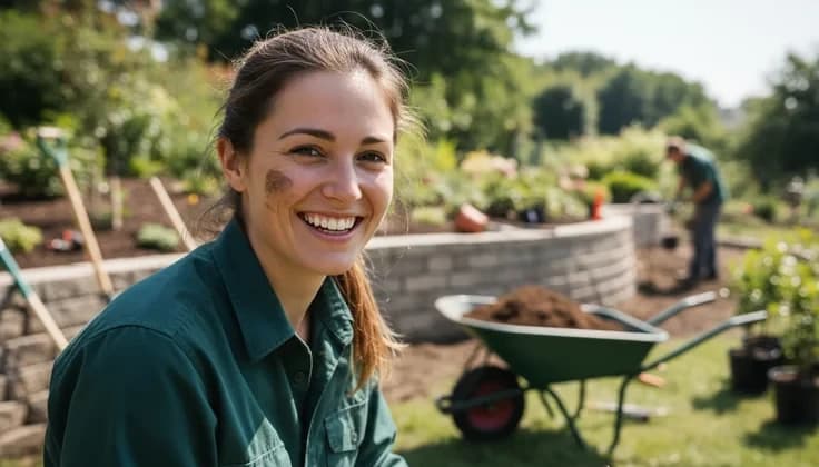 Landscaper at work on a residential project